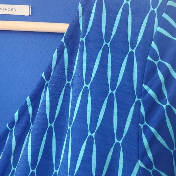 41 Hawthorn Small Blue and Aqua Faux Wrap Dress - Picture 6 of 11